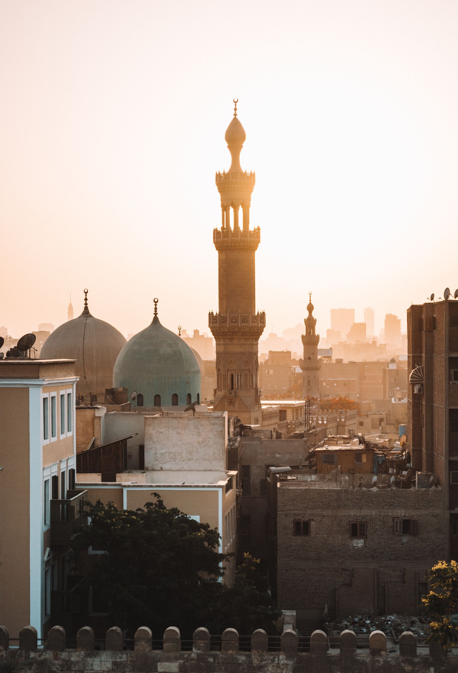 Sphinx and pyramids at dawn